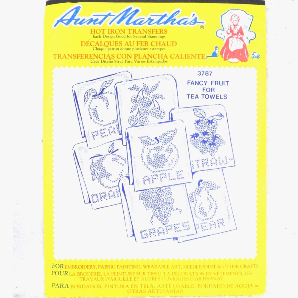 Aunt Martha's Hot Iron Transfers Fancy Fruit for Tea Towels Designs Never Opened